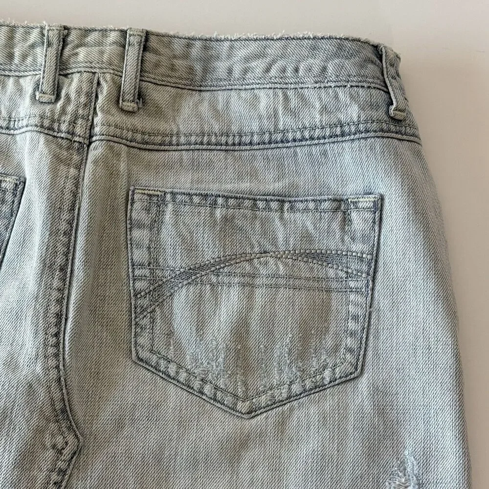 Justice Denim Skort Skirt Girls Size 16 Reg Light Wash Distressed Y2K VNTG